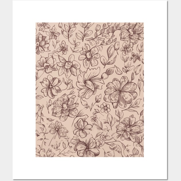 Floral Pattern Hand Drawn Sketch: Hand-Drawn Botanical Wall Art by FLRW